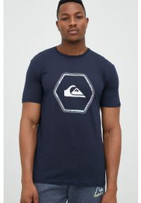 Quiksilver t-shirt bawełniany kolor granatowy z nadrukiem. Kolor: niebieski. Materiał: bawełna. Wzór: nadruk #5