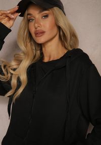 Renee - Czarna Klasyczna Bluza z Kapturem i Sznurkami Ballata. Okazja: na co dzień. Typ kołnierza: kaptur. Kolor: czarny. Materiał: jeans, materiał. Styl: klasyczny #3