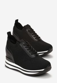 Renee - Czarne Sneakersy na Ukrytej Koturnie Kerenitta. Kolor: czarny. Obcas: na koturnie #5