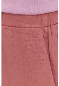 Max Mara Leisure spodnie lniane damskie kolor różowy szerokie high waist. Stan: podwyższony. Kolor: różowy. Materiał: len #3