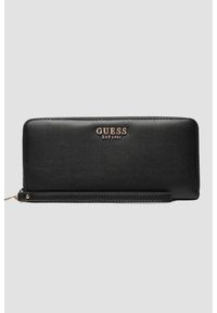 Guess - GUESS Czarny damski portfel Laurel Slg. Kolor: czarny. Materiał: skóra ekologiczna