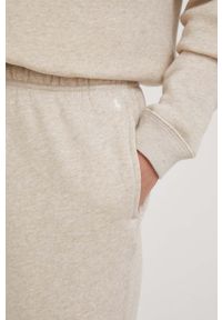 Polo Ralph Lauren spodnie dresowe kolor beżowy gładkie. Stan: podwyższony. Kolor: beżowy. Materiał: dresówka. Wzór: gładki #4