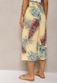Renee - Żółte Plisowane Spodnie z Szerokimi Nogawkami High Waist z Gumką w Talii Alfia. Stan: podwyższony. Kolor: żółty. Materiał: tkanina. Sezon: lato #3