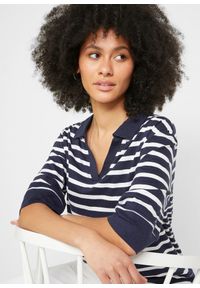 bonprix - Shirt polo z mieszanki bawełny z wiskozą. Typ kołnierza: polo. Kolor: niebieski. Materiał: wiskoza, bawełna #3