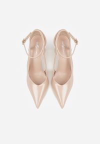 Renee - Beżowe Szpilki Lakierowane z Wycięciami Fyriana. Zapięcie: sprzączka. Kolor: beżowy. Materiał: lakier. Wzór: aplikacja. Sezon: jesień. Obcas: na szpilce. Styl: elegancki. Wysokość obcasa: średni #7