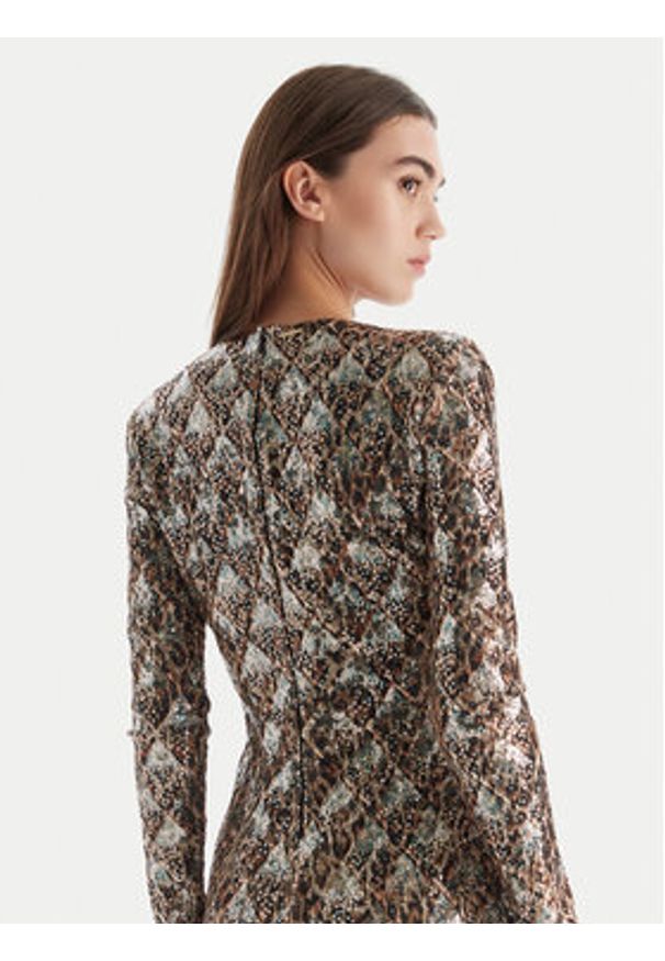 Just Cavalli Sukienka koktajlowa 79PAO953 JS528 Beżowy Slim Fit. Kolor: beżowy. Materiał: syntetyk. Styl: wizytowy