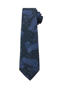 Alties - Granatowy Elegancki Krawat w Łezki -ALTIES- 6 cm, Męski, Paisley. Kolor: niebieski. Materiał: tkanina. Wzór: paisley. Styl: elegancki