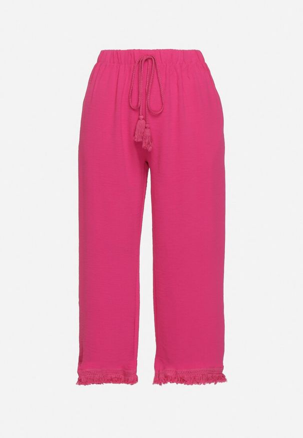 Born2be - Fuksjowe Spodnie z Szerokimi Nogawkami i Gumką w Pasie Ilifea. Kolor: różowy. Styl: klasyczny, elegancki