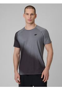 4f - 4F Koszulka treningowa regular szybkoschnąca męska - szara XL. Kolor: szary. Materiał: skóra. Sport: fitness #1