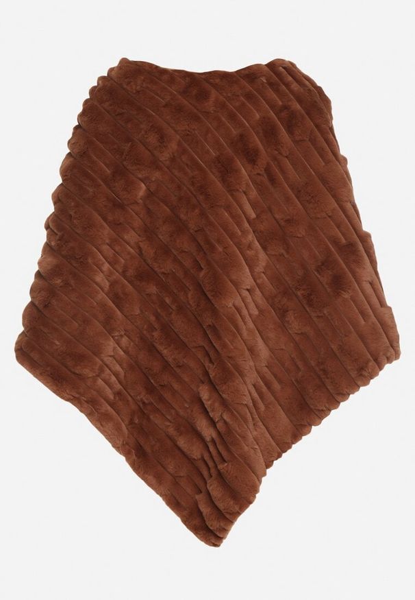 Born2be - Brązowe Ponczo Ozdobione Tłoczeniem Dairis. Okazja: na co dzień. Kolor: brązowy. Materiał: jeans. Wzór: aplikacja. Styl: klasyczny, casual, elegancki