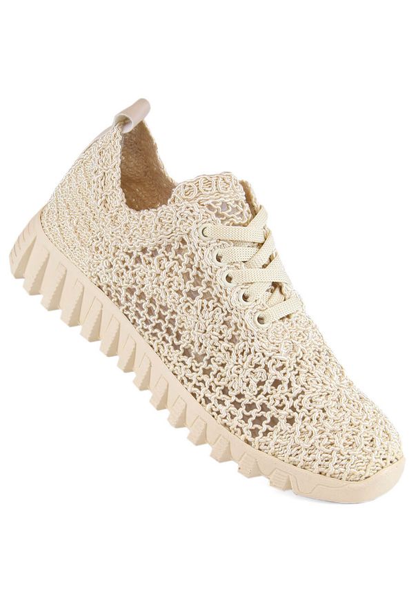Półbuty damskie sportowe koronkowe beżowe T.Sokolski 1982. Kolor: beżowy. Materiał: materiał. Styl: sportowy