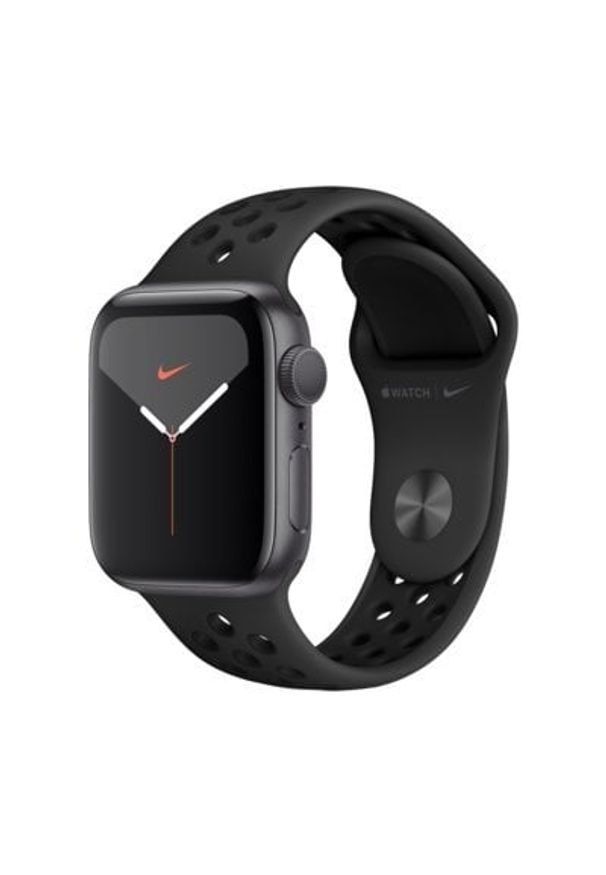 APPLE Watch 5 Cellular Nike+ 40mm (Gwiezdna szarość z opaską sportową w kolorze czarnym). Kolor: czarny. Styl: sportowy