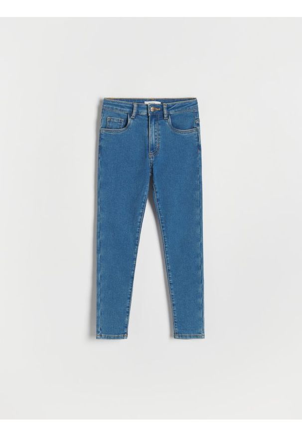 Reserved - Jeansy skinny super soft - niebieski. Kolor: niebieski