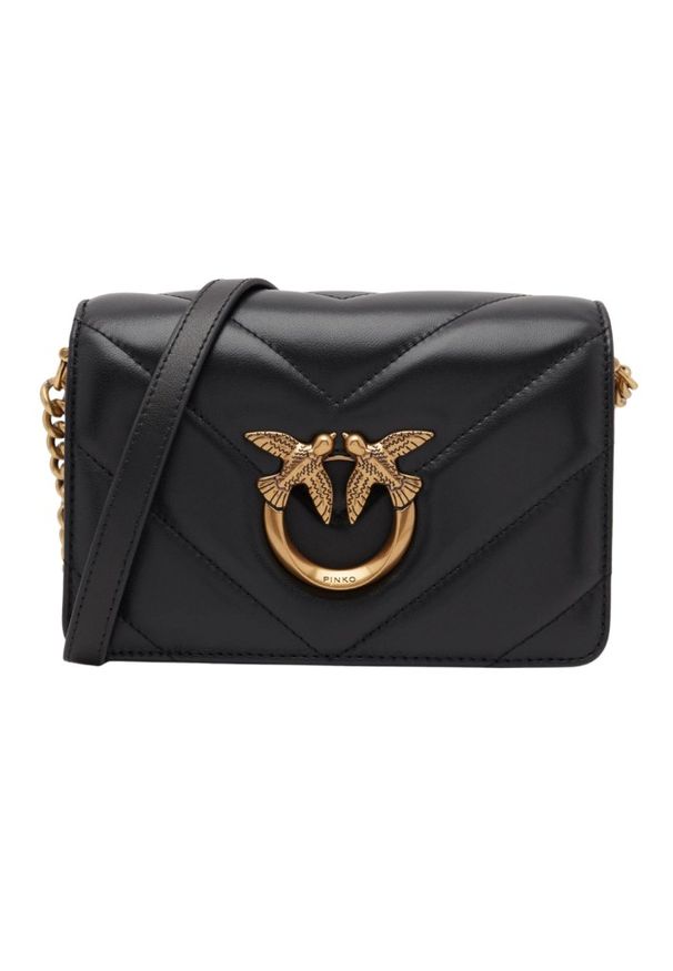 Pinko - PINKO Czarna kopertówka Love Click Mini AW25. Kolor: czarny. Materiał: skórzane. Styl: elegancki, klasyczny