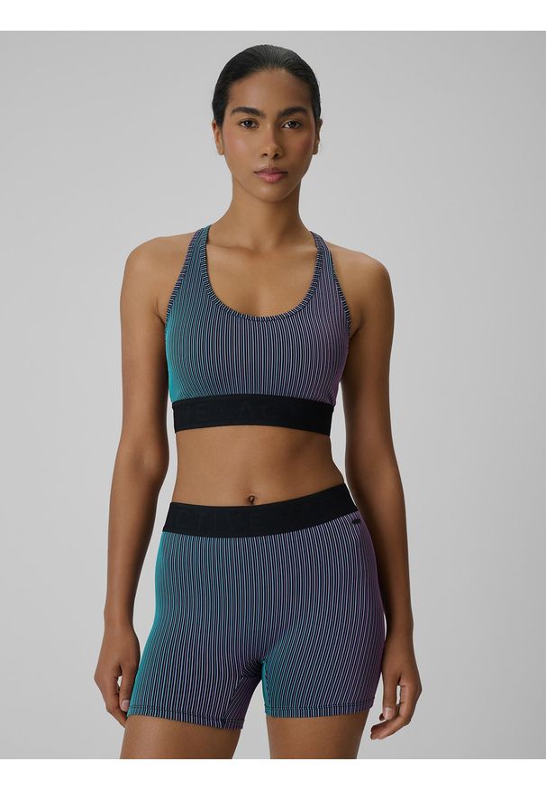 4f - 4F Biustonosz treningowy z niskim wsparciem damski - multikolor XL. Kolor: wielokolorowy. Materiał: materiał, guma. Sport: joga i pilates, fitness