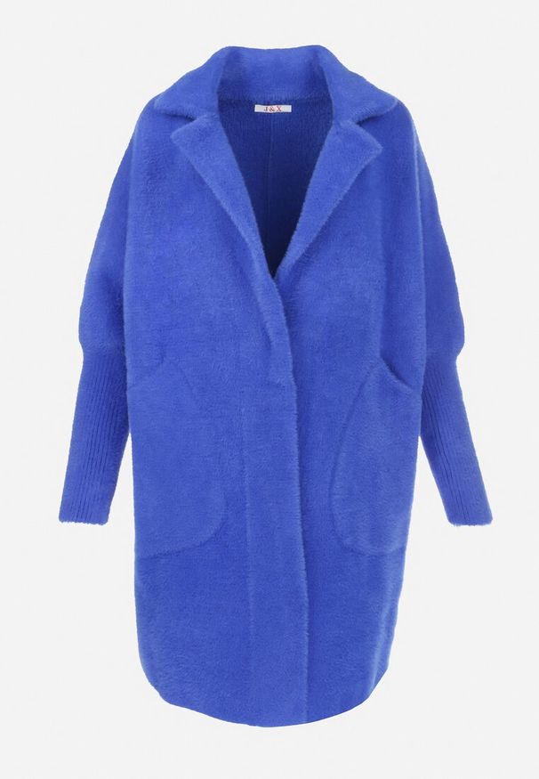 Born2be - Granatowy Płaszcz z Bawełną Oversize Klepheia. Okazja: na co dzień. Kolor: niebieski. Materiał: bawełna. Wzór: jednolity. Styl: casual