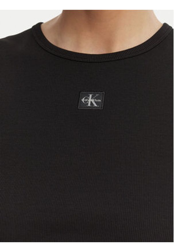 Calvin Klein Jeans Top LV047F246G Czarny Slim Fit. Kolor: czarny. Materiał: bawełna