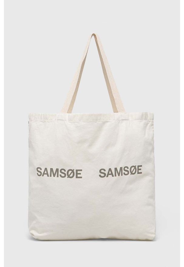 Samsoe & Samsoe - Samsoe Samsoe torebka kolor beżowy. Kolor: beżowy. Wzór: nadruk. Materiał: z nadrukiem. Rodzaj torebki: na ramię