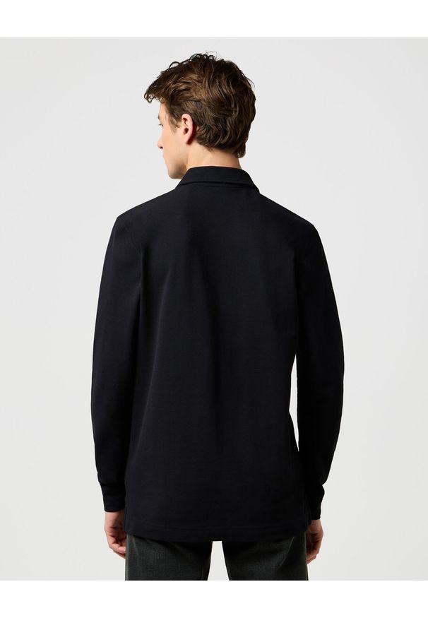 Wrangler - MESKA KOSZULKA WRANGLER LS POLO SHIRT BLACK 112371395. Typ kołnierza: polo