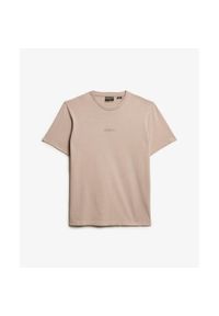 T-shirt z micro-logo Superdry. Kolor: beżowy. Wzór: haft #1