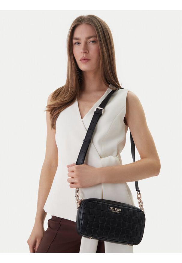 Guess Torebka Sandy HWWG84 18140 Czarny. Kolor: czarny. Materiał: skórzane