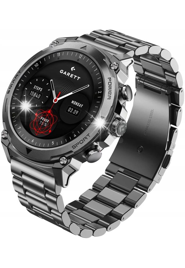 GARETT - Smartwatch Garett Smartwatch Garett Atom 47mm AMOLED 1,43'' Srebrny + dodatkowy pasek. Rodzaj zegarka: smartwatch. Kolor: srebrny