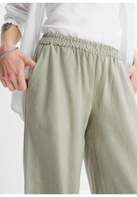 bonprix - Spodnie palazzo z lnu. Kolor: zielony. Materiał: len #2
