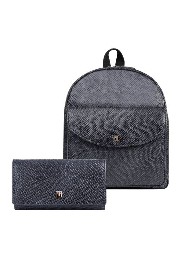 PAOLO PERUZZI - Portfel damski skórzany T-09-BL plecaczek damski miejski czarny T-18-PBL zestaw prezentowy Paolo Peruzzi ZUP-108-BL. Kolor: czarny. Materiał: skóra