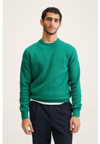 Mango Man sweter bawełniany Cocoa męski kolor zielony lekki. Okazja: na co dzień. Kolor: zielony. Materiał: bawełna. Styl: casual