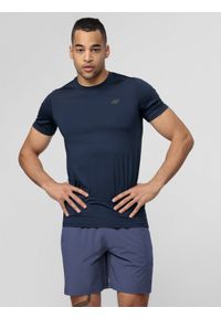 4f - Koszulka treningowa męska. Kolor: niebieski. Materiał: włókno, dzianina, materiał. Sport: fitness