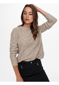 only - ONLY Sweter 15234745 Beżowy Regular Fit. Kolor: beżowy. Materiał: syntetyk #5