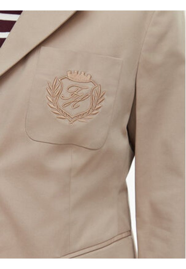 TOMMY HILFIGER - Tommy Hilfiger Marynarka WW0WW47179 Beżowy Slim Fit. Kolor: beżowy. Materiał: bawełna