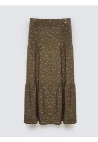 Big-Star - Spódnica damska midi z wiskozy z motywem kwiatowym khaki Vendi 303. Okazja: do pracy. Kolor: zielony. Materiał: wiskoza. Wzór: kwiaty. Styl: elegancki #3
