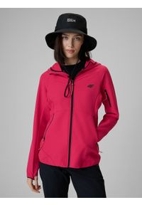 4f - 4F Kurtka softshell wiatroodporna damska - różowa S. Kolor: różowy. Materiał: softshell. Długość: długie. Sezon: lato. Sport: turystyka piesza #1