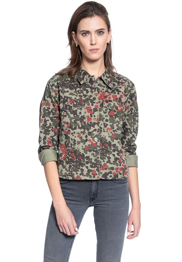 Lee - KURTKA JEANSOWA DAMSKA LEE MILITARY OVERSHIRT REGULAR L51BSBQY 112111517. Materiał: jeans