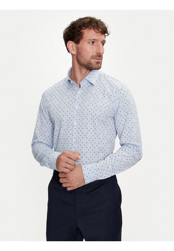 Calvin Klein Koszula K10K113168 Niebieski Slim Fit. Kolor: niebieski. Materiał: bawełna