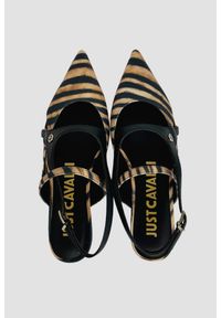 Just Cavalli - JUST CAVALLI Czarne damskie sandały Frina, Rozmiar 38. Kolor: czarny. Obcas: na obcasie. Styl: elegancki. Wysokość obcasa: niski #6