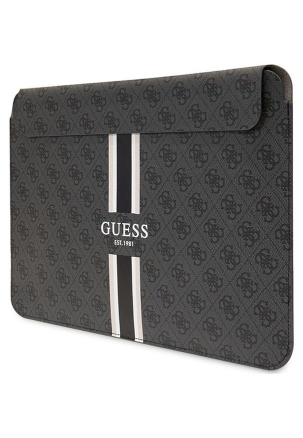 Guess 4G Printed Stripes Computer Sleeve 14'' (Czarny). Kolor: czarny. Materiał: materiał, skóra ekologiczna