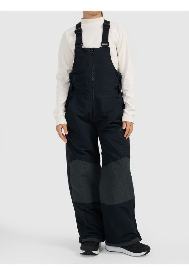 4f - 4F Spodnie snowboardowe membrana 10000 dziewczęce - czarne 122 (6-7 lat). Kolor: czarny. Materiał: poliester, materiał. Wzór: gładki. Sezon: lato. Sport: snowboard