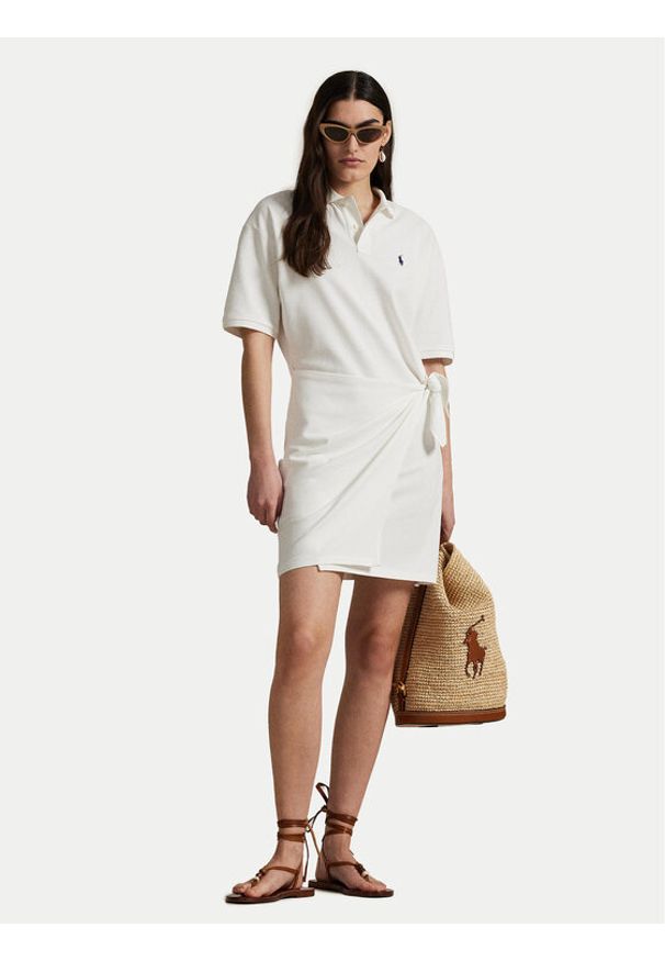 Polo Ralph Lauren Sukienka codzienna 211A88516002 Biały Straight Fit. Okazja: na co dzień. Typ kołnierza: polo. Kolor: biały. Materiał: bawełna. Typ sukienki: proste. Styl: casual