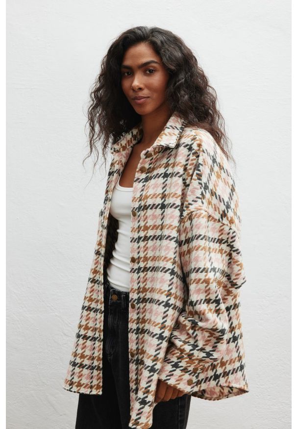 Marsala - Koszula wierzchnia z wełną WIELOKOLOROWA - LAPIS 9358-S/M. Kolor: wielokolorowy. Materiał: wełna. Długość rękawa: długi rękaw. Długość: długie. Styl: klasyczny