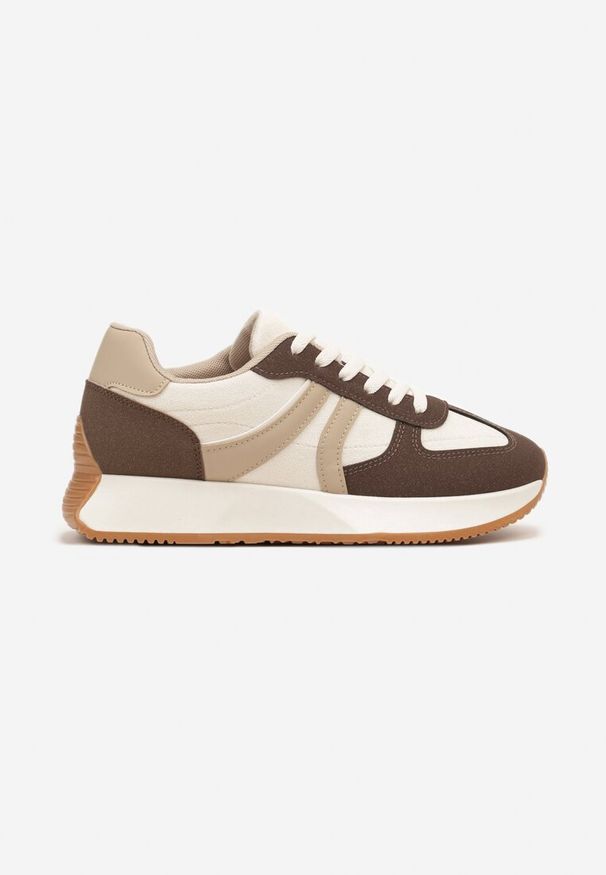 Born2be - Brązowe Sneakersy Ozdobione Paskami Florgisse. Okazja: na co dzień, na spacer. Zapięcie: pasek. Kolor: brązowy. Materiał: jeans. Wzór: aplikacja. Sport: turystyka piesza