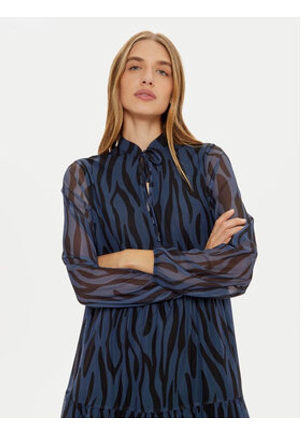 Vila Sukienka codzienna Volettis 14097666 Niebieski Relaxed Fit. Okazja: na co dzień. Kolor: niebieski. Materiał: syntetyk. Typ sukienki: proste. Styl: casual