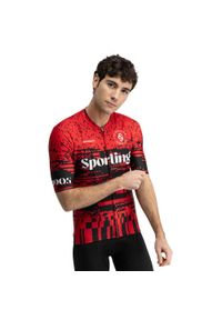 SIROKO - Męska koszulka rowerowa z krótkim rękawem Real Sporting de Gijón x Siroko Ko. Kolor: czerwony. Długość rękawa: krótki rękaw. Długość: krótkie. Sport: kolarstwo #1