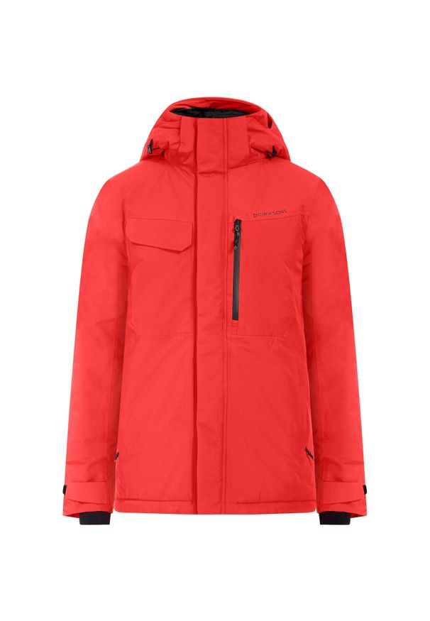 Kurtka Didriksons Stefan. Kolor: czerwony, wielokolorowy, różowy. Sezon: zima, jesień. Sport: turystyka piesza