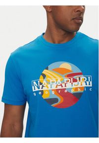 Napapijri T-Shirt S-Valdor NP0A4IE6 Niebieski Regular Fit. Kolor: niebieski. Materiał: bawełna