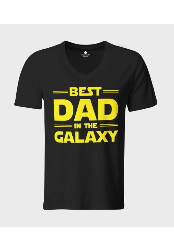 MegaKoszulki - Koszulka męska v-neck best dad in the galaxy. Materiał: skóra, bawełna, materiał. Styl: klasyczny