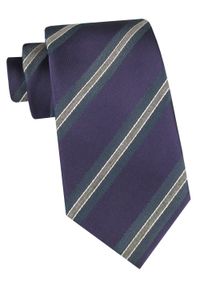 Klasyczny Krawat Klubowy - Alties - Fiolet w Prążek. Materiał: tkanina. Wzór: prążki. Styl: klasyczny #1