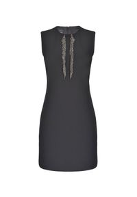 Pinko - PINKO - Sukienka z aplikacją Misurare. Kolor: czarny. Materiał: tkanina. Wzór: aplikacja. Typ sukienki: kopertowe. Długość: mini #4