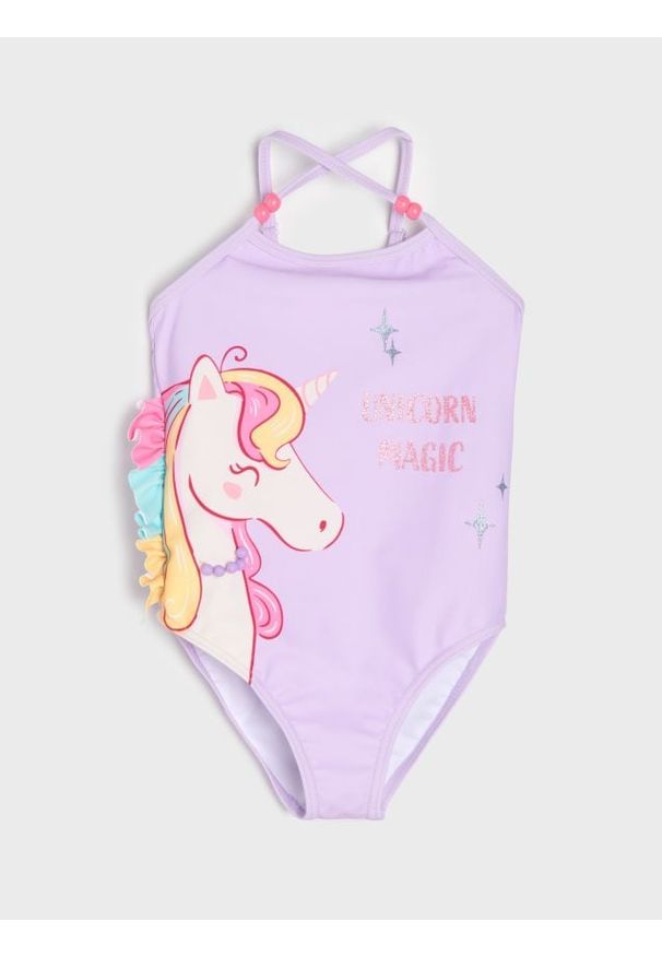 Sinsay - Jednoczęściowy strój kąpielowy z motywem jednorożca - fioletowy. Kolor: fioletowy